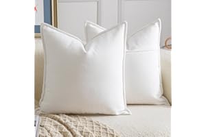 Madizz Dekoracyjne szenilowe białe poszewki na poduszki 50 x 50 cm, opakowanie 2 szt., na kanapę, sofę, boho, akcentujące, na łóżko, do sypialni, salonu, nowoczesna dekoracja domu