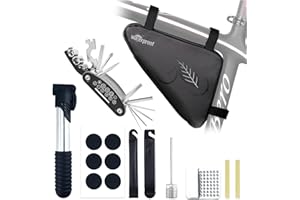 NDakter Bike Triangle Frame Bag with Bike Repair Tool Kits, Bicycle Puncture Repair Kit with 16 in 1 Multitool, Pump Portable, Lever Patch & Tire Patch Kit for Mountain Road Bikes