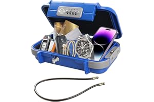 SISAV Portable Safe Box,Combination Safe with Removable Cable,Set Your Own Combination,for Travel,Family and Outdoor Camping Activities Blue