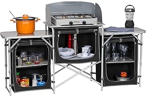 Berger Cuisine de Camping | Armoire de Camping Pliable avec Plusieurs Compartiments | Placard de Camping Outdoor - Armoire de Camping Pliable en Aluminium