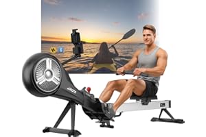 JOROTO Rowing Machines, Foldable Air Magnetic Rowing Machine with 10 Resistance Levels, Supports Bluetooth & Kinomap, 158KG Capacity, Smart Backlit Monitor, Heavy-Duty Indoor Rower for Home & Gym Use