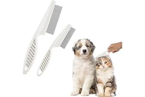 TIESOME Lot de 2 peigne de toilettage multifonctions 2 en 1 pour animaux de compagnie en acier inoxydable