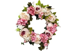 SOUIWUZI Ghirlanda di primavera per porta d'ingresso 16 '' Ghirlanda di fiori artificiali ghirlanda floreale ghirlanda floreale per il matrimonio del matrimonio decorazioni di champagne, ghirlanda fiorita