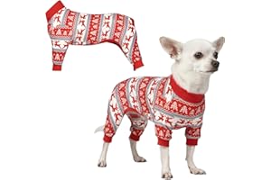 Spark Paws Pigiama natalizio per cani, ultra morbido e elasticizzato in 4 direzioni, tuta da recupero per razze piccole, medie e grandi - Winter Wonderland - S