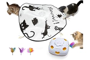 GoldenSun Cat Toys Rechargeable, 4in 1 Interactive Cat Toy for Indoor Cats, Hide and Seek Kitten Wand Toy,Whack a Mole Motion Self Play Cat Toys, Electronic Automatic Cat Toy for Exercise