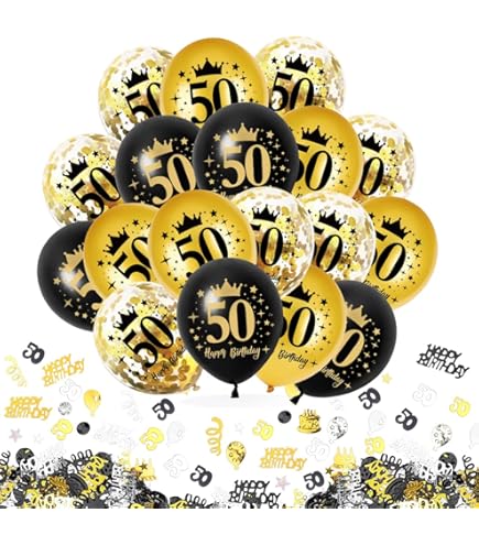OuMaiFeng 50. Geburtstag Deko Set - Goldene Girlanden & Luftschlangen Für Den Perfekten Jubiläumsparty