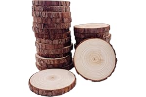 Dischi Legno William Craft Senza Buco, Diametro 8-9cm, 25 Pezzi, Naturale, Adatti per Pirografo, Intagliare, Disegnare, Ideali per Segnaposto Natale Fai da Te