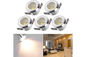 Elitlife 5-Pack Mini Small Recessed Spotlights,3W Warm White Aluminium Mini Spot Downlight with Transformer LED Recessed Ceiling Lights Downlights for Living Room Cabinet