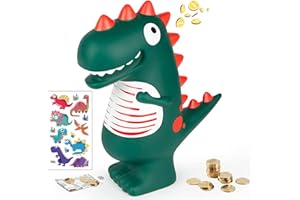 TUHNHGD Dinosaurio Hucha, Huchas Infantiles, Hucha Viaje, Hucha de Dinosaurio Verde de Dibujos Animados para niños, a Prueba de caídas, única, Juguetes para niños Regalos de cumpleaños