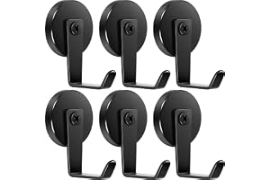 Neosmuk Magnetisk krok, 77 kg kraftig magnetkranshängare, stålrörsbas, borrfri dörrkrok, L-Cruise skåpdörrkrok, svart, 6-pack