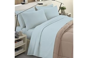 BANZAII TEXTILE INNOVATOR ONLINE Banzaii Completo Lenzuola Invernale Felpate in Flanella Anti-Pilling 100% Cotone, adatto anche ai materassi più alti, 4 pezzi, Matrimoniale Azzurro