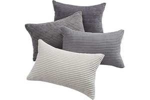 Topfinel Poszewka na poduszkę 30 x 50 cm, szara, zestaw 4 aksamitnych poszewek na poduszki, dekoracyjna, na sofę, do sypialni, salonu, na balkon, dla dzieci, puszysta gradientowa