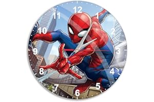 ERT GROUP Oryginalny i oficjalnie licencjonowany przez Marvel zegar ścienny w połysku, wzór Spider Man 004 multikolor, cichy, unikalny design, malowane metalowe wskazówki 12 "