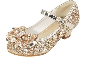 BOTCAM Chaussures à talons pour fille - Paillettes - Princesse - Chaussures à talons - Chaussures de princesse - Chaussures de fête - Mary Jane - Chaussures de mariage - Chaussures de ballet