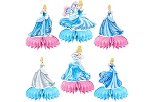 IQEPXTGO Princess Cinderlla Party Honeycomb Decoration Cinderlla Geburtstag Deko Prinzessin Bienenwaben Mittelstücke Tischdekoration Cake Topper Waben Party Dekoration Supplies