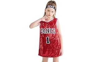 LOLANTA Girls Sequins Dance Costume Hip Hop Dancewear Sparkle Sleeveless Tank Top Dress