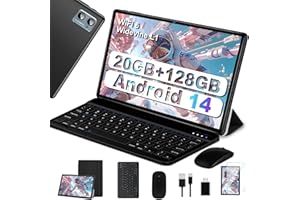 ‎SUAAT 2025 Neueste Tablet 10 Zoll mit Widevine L1, Android 14 Tablet, 20GB RAM+128GB ROM(TF 1TB), Octa-Core 1.8GHz,WiFi 6, 6000mAh, Bluetooth 5.0, 1280 * 800, 8MP+5MP, Tablet mit Tastatur und Maus,Schwarz