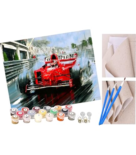 ABEUTY Paint By Numbers Für Erwachsene – DIY Malen Nach Zahlen Set Roter Auto 40x50cm Mit Holzrahmen
