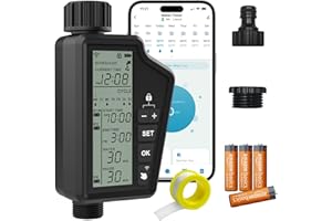 MIUCDA Smart Bewässerungscomputer WLAN mit großes LCD-Display Digitaler Automatische Bewässerungssteuerung Garten Wasser Zeitschaltuhr Bewässerungssystem Kompatibel mit Alexa Google Home