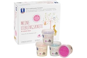 Feuchtmann MEINE LIEBLINGSKNETE Glitter Edition - Knetset 4 x 130g, vegane glutenfreie Knete, Kinderknete ungiftig mit Bio-Glitter, Glitzerknete für kreatives Spielen ab 2 Jahren