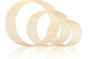 Okllen 24 Stück Bambus-Blumenreifen, 15/20/26 cm Makramee-Ringe, Zubehör, Kranz, Bastelreifen für DIY Traumfänger-Ringe, Hochzeitskranz-Dekor, Wandbehang, Handwerk, 3 Größen