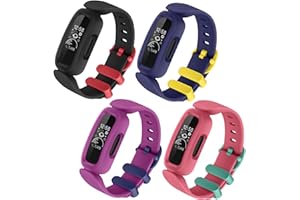 AMCC [4 Pack] Straps compatible with Fitbit Ace 3 Strap for Kids, Soft Silicone Adjustable Wristband Replacement Strap Boys Girls