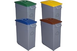 Denox PK3352 Pack Reciclaje Zeus 65 litros Cerrado c/u: 260 litros totales, en 4 contenedores, en Colores Verde/Azul/Amarillo/marrón