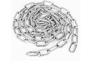 JMIATRY 2 Metres Length 304 Stainless Steel Chain, 5mm Heavy Duty Chain Links, Galvanized Steel Welded Link Chains Lift for Fence Gate, Garage Doors, Swing Chaines and Bicycle Security Lock
