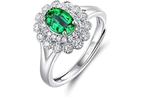 JIANGXIN Regolabile Anello Argento 925 Donna Principessa Diana William Kate Middleton Ring Zaffiro/Smeraldo ottimo Lusso Lucido Anniversario di Matrimonio regalo perfetto con Confezione Regalo