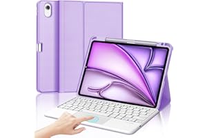 IVEOPPE Funda Teclado iPad Air 11 (M2 2024/M3 2025) con Touchpad, Cover Teclado Trackpad Español Ñ Bluetooth Magnética Desmontable para iPad Air M2 2024/M3 2025 11 Pulgadas, Morado Claro