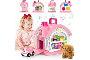 NAXUDCOO Spielzeug für 1 2 jährige Mädchen: Montessori-Spielzeug für 1 Jahr alt, 6 in 1 Multi-Funktions-Aktivität Haus Baby-Spielzeug mit Auto/Musik, Geburtstagsgeschenke für 1 2 Jahre alte Mädchen Kind