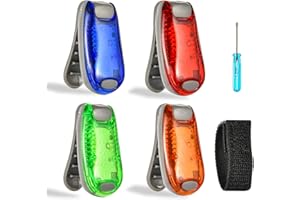 DAOUZL Lumière de Sécurité LED, 4 Pcs Lumières de Sécurité à LED avec Clip, Feux de Sécurité à LED avec Velcro, Lumiere Chien, Lampes de Poussette, Lumière de sécurité pour Joggeur,Enfants,Animaux