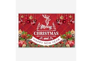 SECOND AVE GIFT COMPANY Second Ave Red Christmas Flag 5ft X 3ft Large With Brass Eyelets Xmas Festive Decoration Outdoor Home Shop Banner Flag
