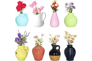 AQUACLR 8pcs Mini Ceramic Vase Fridge Magnets, 3D ins Style Cute Magnets, DIY Ceramic Vase Magnets Fridge, Suitable for Refrigerator Accessory, Kitchen, Office (No Flower)