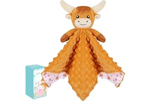 AUSPICIOUS BEGINNING Highland Cow Baby Comforters Blanket Plush Cuddly Toy Comforter Cuddle Blanket Animal Snuggle Toy Comforters Infant Gift for Mom, Cow Toys Loveys Newborn Soft Touch Toddler Boys Girls Plush