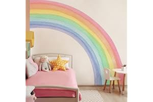 funlife Grandi Mezzi Arcobaleni Adesivi Murali Soffice Effetto Tessuto, Vivace Arcobaleno Adesivi da Parete, Sticker da Muro per Bambini Ragazze Camerette Camera da Letto Asilo Nido Decorazione