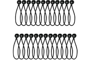 Dreamtop Bungee Balls,25 Pack 6Inch,Black Bungees Cord with Ball,Bungee Marquee Canopy Tarp Tie Down Cord,Bungee Cords Tent Toggles for Gazebos Camping Tents Tarpaulin