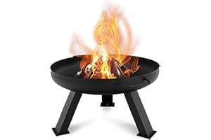 LEHMANN POLSKA Lehmann Fire Bowls for the Garden - Fire Pit Campfire Steel - Fire Basket for Garden and Patio and Balcony - Outdoor Fire Bowl - Steel - Black (Black, 60 x 60 x 35 cm)
