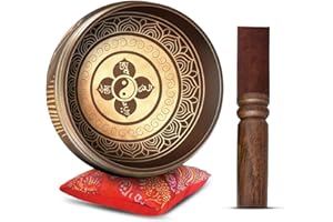 Tibetisches Klangschalen-Set, einfach zu spielen, authentisch, handgefertigt für Meditation, Klangchakra, Yoga, Heilung, 10,2 cm, von Himalayan Bazaar (Braun und Kastanienbraun)