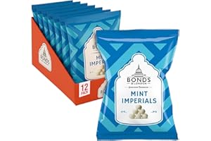 Bonds of London Mint Imperials Bags, Retro Breath Freshening Peppermint Sweets, Vegetarian Friendly, 105 g (Pack of 12)