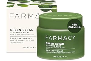 Farmacy Makeup Remover Cleansing Balm - Green Clean Waterproof Makeup Remover + Oil Based Cleanser - Gentle Exfoliating Double Cleanser - Melts From Balm to Milky Lather (100ml)