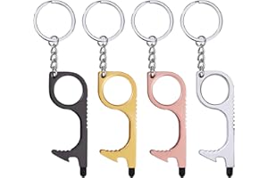 MAOXINTEK Apriporta Senza Contatto, Portachiavi EDC Chiudiport Strumento in Lega di Zinco Con Penna Stylus, per Porta Pulsante Ascensore Bancomat (4 Pezzi)