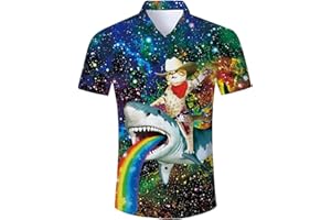 Goodstoworld Mens 3D Printed Casual Holiday Graphic Shirts Funky Summer Cool Short Sleeve Shirt, M-XL