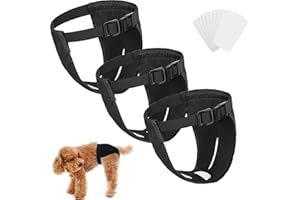 TOFFCAEA Culotte Chiennes Chaleurs Culotte Menstruelle pour Chien Lot de 3, Périodes Physiologiques Culotte pour Chienne avec 9 Serviettes Hygiéniques, Lavable réutilisables (S)