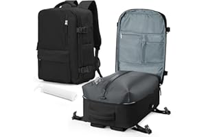 VGCUB Zaino Sottovuoto Viaggio con Pompa Sacchi Sottovuoto Zaini da Easyjet 45x36x20 Cabina Aereo Bagaglio a Mano Compressione Ufficio Donna Uomo Antifurto Impermeabile Backpack Travel Nero