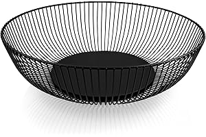 HEYNNA® "Pure" duża miska na owoce ze stali nierdzewnej w kolorze czarnym matowym/metalowym kosz na owoce o ogromnej pojemności – skandynawska dekoracja – 28 cm