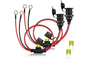 HATMINI Cavo di ricambio per presa accendisigari da 12 V/24 V con filettatura fissa a O Ring, 20 A 14 AWG, cavo di ricambio impermeabile per presa accendisigari femmina, terminale ad anello da 8 mm