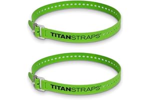 TITANSTRAPS Titan Industrial Straps - Safety Strap Set to Secure Splits, Cargo Bikes, Garden Hoses, Wood Working Projects - 70 lb. Working Load, 36" Length, Fluoro Green, 2-Pack
