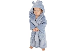 Panzy Baby Girl Boy Unisex Dressing Gown with Teddy Ears - Super Soft Plush Fleece Bathrobe | Ideal baby gift Hooded Bath Robe | Baby Girls' Robes
