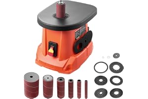 VEVOR Oscillerande spindelslipmaskin, 2 000 varv/min, spindelslipmaskin med 6 hylsor (12,7–76,2 mm), 16 mm slaglängd och 397 x 295 mm gjutjärnsbord för möbelförfining, hantverk och träbearbetning